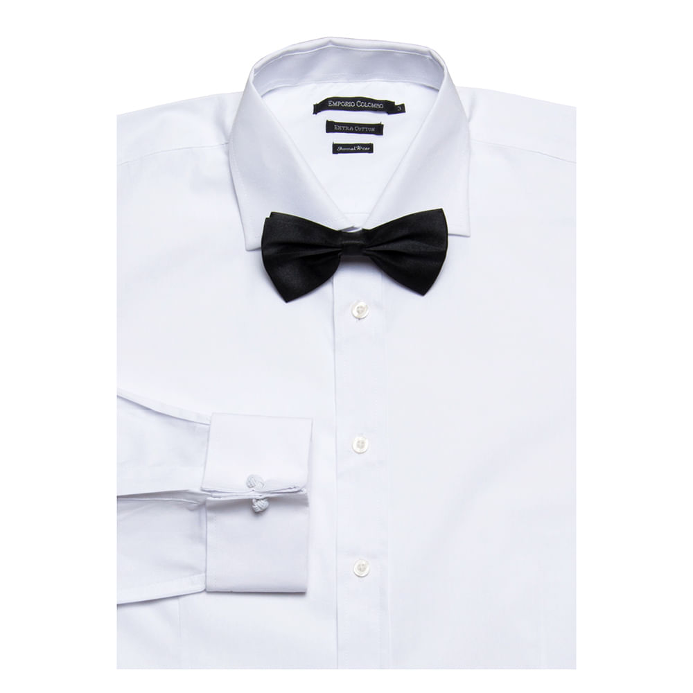 Camisa Social Masculina Branca Gravata Borboleta Camisaria Colombo