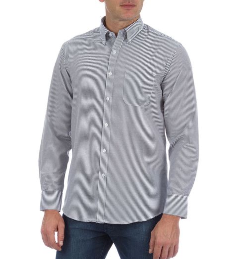 Camisa Social Masculina Preta Listrada Menor preço em Camisa Social Masculina Preta Listrada