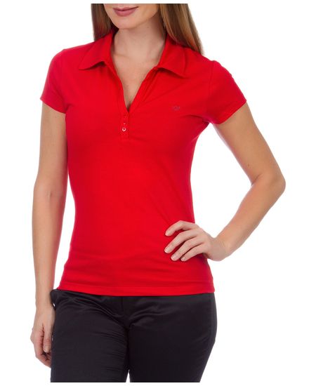 camisa gola polo vermelha feminina