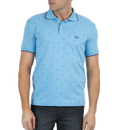 Camisa-Polo-Masculina-Estampada-Azul-Claro-