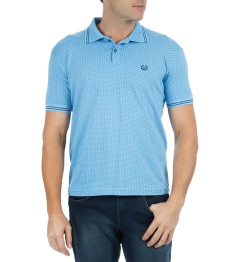 Camisa-Polo-Masculina-Estampada-Azul-Claro-