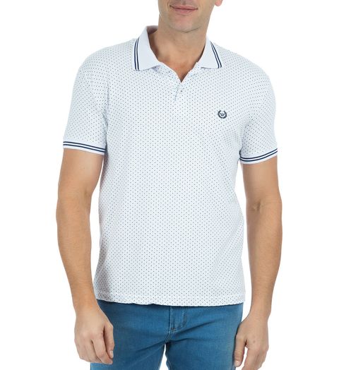 Camisa-Polo-Masculina-Estampada-Branca-