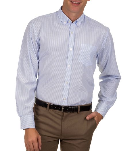 Camisa-Social-Masculina-Azul-Claro-Listrada