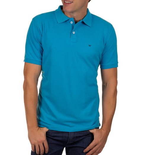 Camisa Polo Masculina Azul Claro Lisa Menor preço em Camisa Polo Masculina Azul Claro Lisa