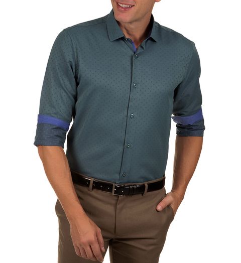 Camisa-Social-Masculina-Azul-Escuro-Detalhada