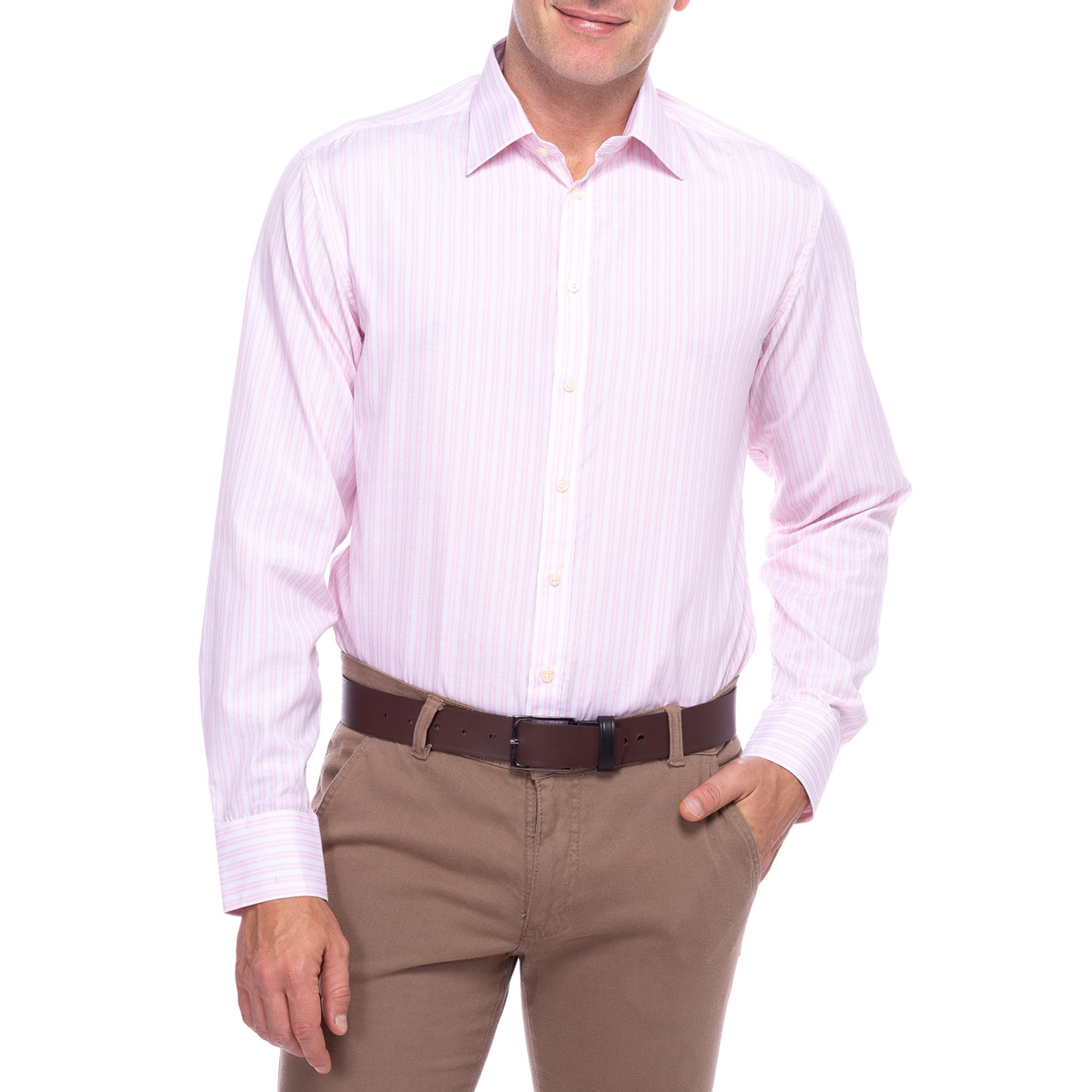 camisa rosa listrada masculina