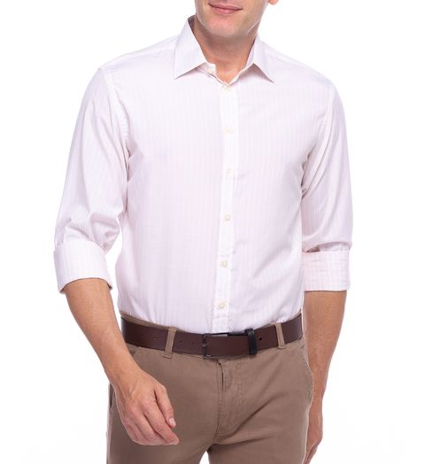 Camisa Social Masculina Branca Listrada Menor preço em Camisa Social Masculina Branca Listrada