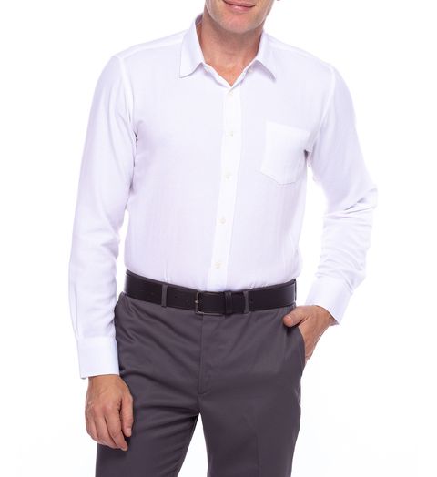 Camisa Social Masculina Branco Lisa Menor preço em Camisa Social Masculina Branco Lisa