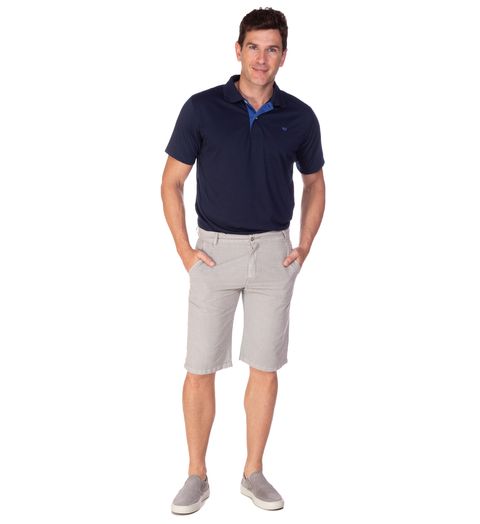 Bermuda Masculina Slim Linho Bege Menor preço em Bermuda Masculina Slim Linho Bege