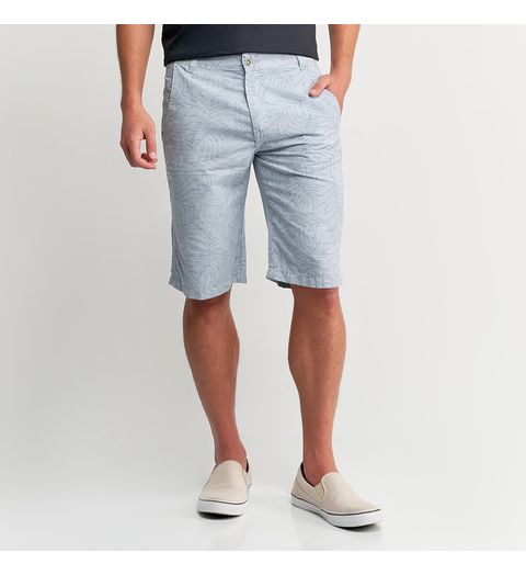 Bermuda Masculina Slim Linho Cinza Claro Menor preço em Bermuda Masculina Slim Linho Cinza Claro