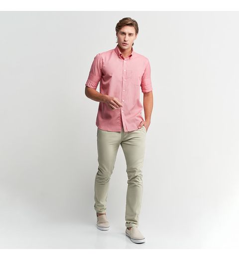 Camisa Social Masculina Vermelha Texturizada Menor preço em Camisa Social Masculina Vermelha Texturizada